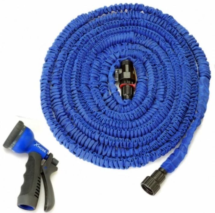 Компактный универсальный легкий Шланг садовый для полива Magic Hose 75 метров растягивающийся с распылителем, увеличивается и уменьшается автоматически, сверхпрочный и износостойкий поливочный с пулевизатором