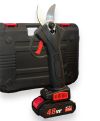 Секатор аккумуляторный Supretto 48V 5Ah с дисплеем на 2 аккумулятора, электросекатор для обрезки деревьев и веток до 40 мм, садовый секатор сучкорез