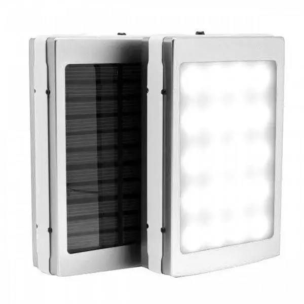 Power Bank 50000 mAh с солнечной батареей и Led панелью silver, Компактное и мощное портативное зарядное устройство, Внешняя батарея для зарядки, внешний аккумулятор, Универсальное устройство, работающее от сети, компьютера и энергии солнца
