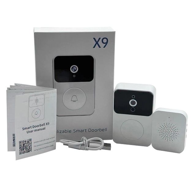 Домофон с камерой WiFi и датчиком движения Doorbell X9  Умный дверной многофункциональный видеозвонок, инновационный видеодомофон с удаленным контролем со смартфона, с функцией видеозаписи по срабатыванию датчика движения