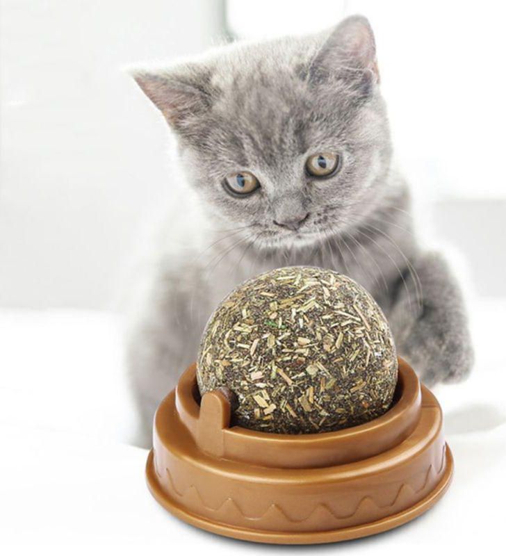Кошачий мятный шарик игрушка, мятный леденец, конфета для кошек, Лизун для кота на липучке, кошачий мятный-шарик