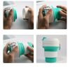 Силиконовая универсальная портативная Складная Чашка 350мл Silicon Folding Cup 668FY51, складной стакан с герметичной крышкой и карабином, чаша силикон, сборная компакная кружка трансформер