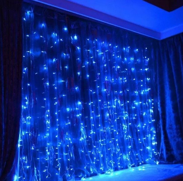 Светодиодная гирлянда штора водопад синяя 3x2 м 240 диодов Xmas LED B-3,  гирлянда штора водопад синяя 3 на 2 м