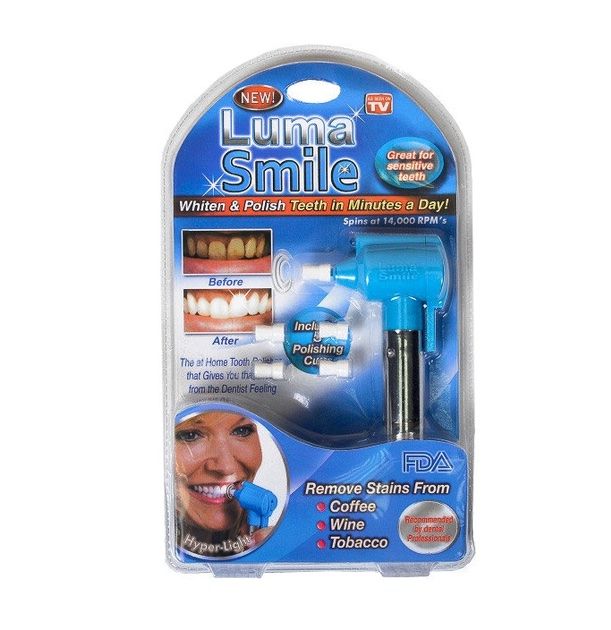 Отбеливатель зубов Luma Smile, набор для отбеливания зубов, комплексное отбеливание и полировка зубной эмали, компактное устройство с насадками, удаляет пожелтевший налет, белоснежная улыбка на дому