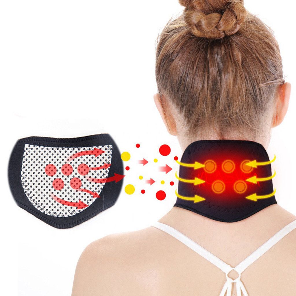 Шейный турмалиновый магнитный бандаж-воротник с магнитными вставками Self heating neck guard band