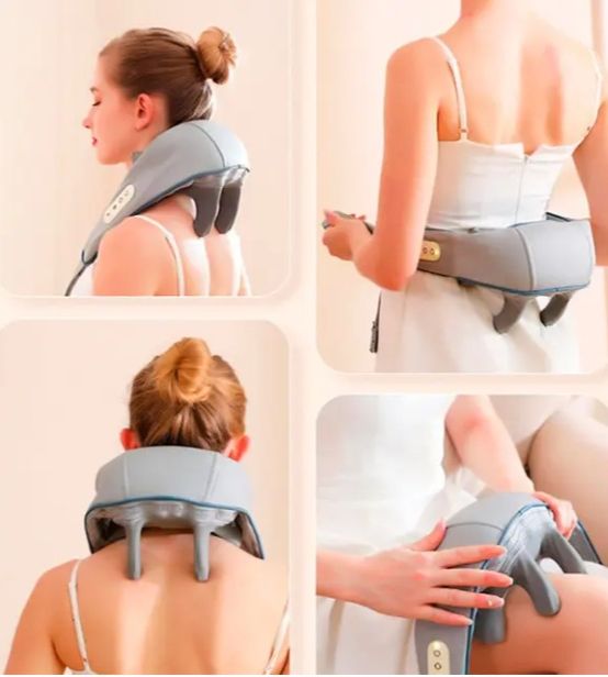 Массажер Электрический для Шеи и Плеч с ИК-подогревом A-Plus Neck massager, Массажер-воротник, Ударный вибромассажер для спины, U-образный массажный пояс для тела