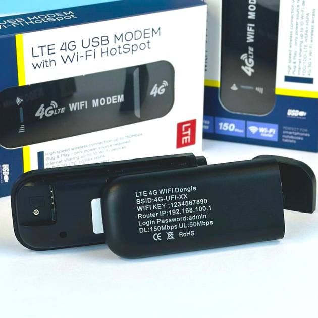 Модем 4G LTE USB с Wi-Fi 150Mbps (WI-FI Роутер) для приема и раздачи интернета, для работы в сети мобильных операторов Vodafone, Kyivstar и Lifecell или других операторов по всему миру, для доступа в интернет