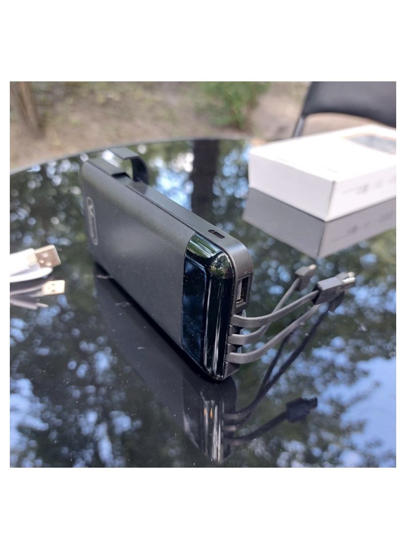 Универсальный Павербанк Viaking N6 Powerbank 50000 mAh встроенные кабели USB, micro USB, Type-C, Lightning портативна батарея,с подставкой для телефона, компактное зарядное устройство