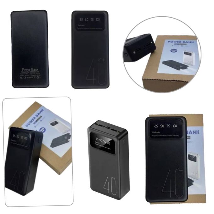 Мощный компактный Power Bank 40000 мАч 5V2A, Зарядное устройство для быстрой зарядки смартфонов, Портативный внешний аккумулятор, Универсальный переносной источник питания, LED индикатор уровня заряда, два USB выхода