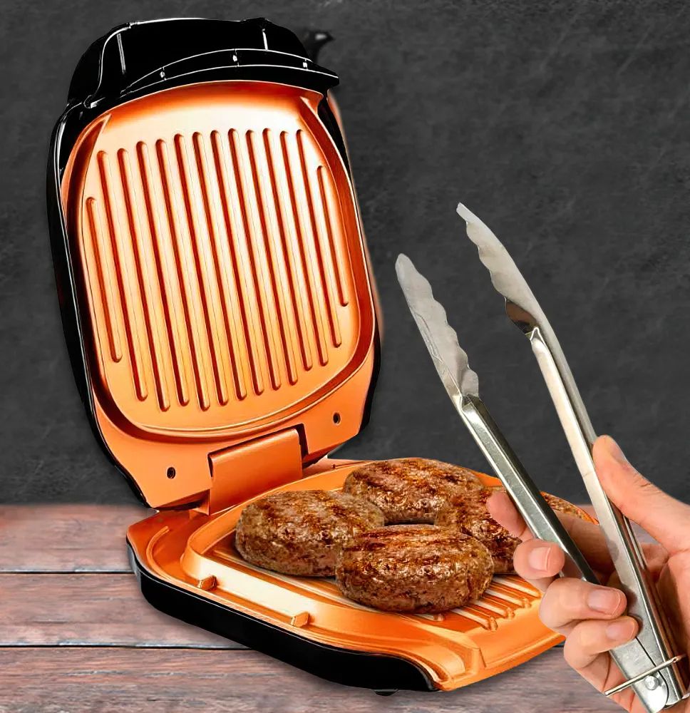 Универсальный практичный современный Гриль электрический Gotham Steel Electric Grill, Электрогриль с антипригарной поверхностью для быстрого и вкусного приготовления пищи