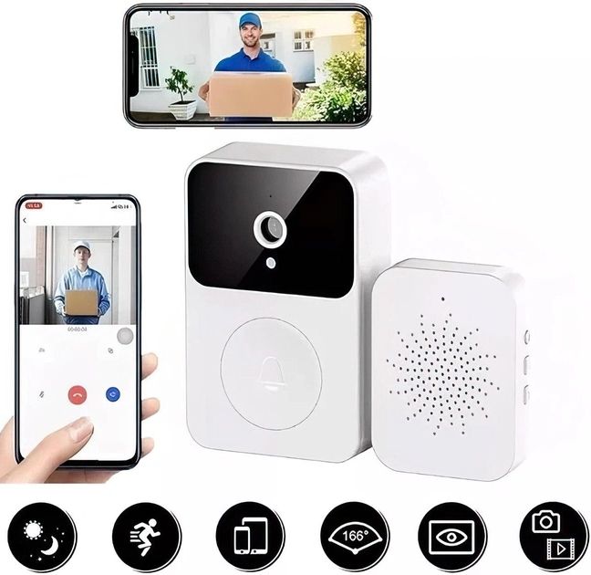 Домофон с камерой WiFi и датчиком движения Doorbell X9  Умный дверной многофункциональный видеозвонок, инновационный видеодомофон с удаленным контролем со смартфона, с функцией видеозаписи по срабатыванию датчика движения