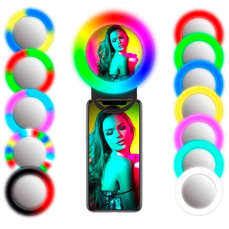 Кольцевая селфи-лампа с зеркалом на телефон  Selfie Ring Light H8-1, кольцевая лапма для телефона Rgb