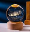 Хрустальный шар с солнечной системой 6/8 см светодиодный LED 3D ночник, шар-ночник, стеклянный шар светильник на аккумуляторе от USB