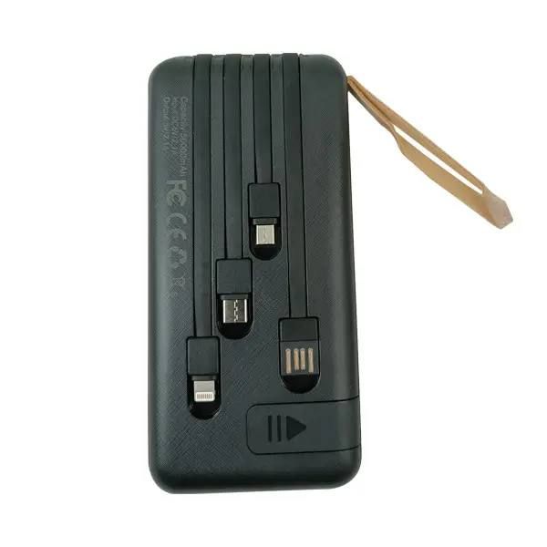 Мобильная зарядка Power Bank Z-05 50000mah, Универсальный павербанк, практичный аккумулятор для зарядки, портативная Батарея большой емкости с ярким фонариком и индикатором уровня заряда, со встроенными проводами Type-C, micro USB, USB, Lightning