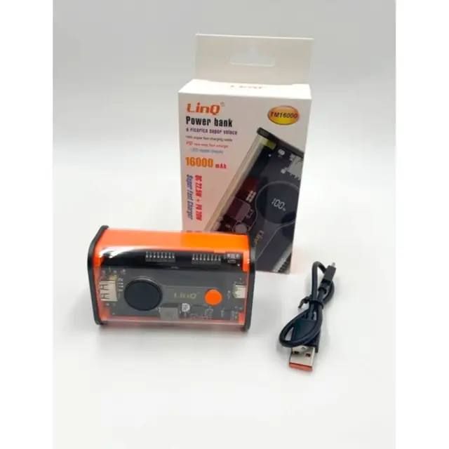Power Bank LINQ TM-16000mAh PD 22,5W, Прозрачный повербанк с индикатором и дисплеем, Внешняя портативная аккумуляторная батарея, компактная мобильная батарея, универсальное зарядное устройство, для зарядки