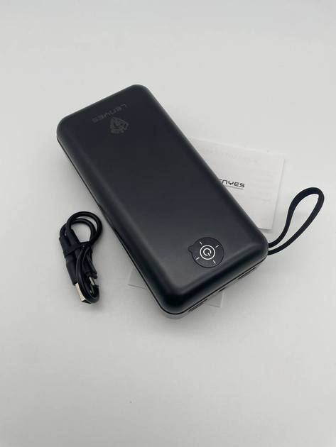 Power bank LENYES PX368 30000mAh (реальная емкость), Портативная универсальная внешняя мобильная батарея, аккумуляторная переносная батарея, мощный павербанк для зарядки, 3 встроенных кабеля Micro/Type-C/Lightning