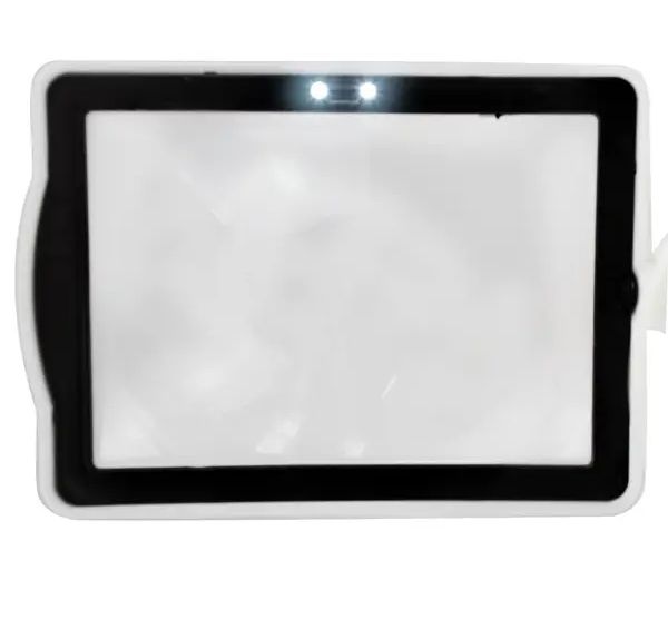 Увеличительная настольная лупа Brighter Viewer с LED подсветкой на батарейках белая поворотная на 360, большой увеличивающий экран