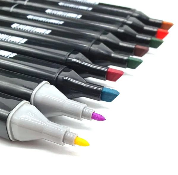 Большой Универсальный Набор двусторонних маркеров, Sketch Marker, 80 цветов,маркеры для начинающих и профессионалов, для рисования, скетчинга и дизайна, фломастеры на спиртовой основе, Разноцветный комплект скетч-маркеров