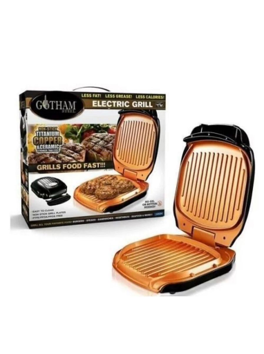 Универсальный практичный современный Гриль электрический Gotham Steel Electric Grill, Электрогриль с антипригарной поверхностью для быстрого и вкусного приготовления пищи