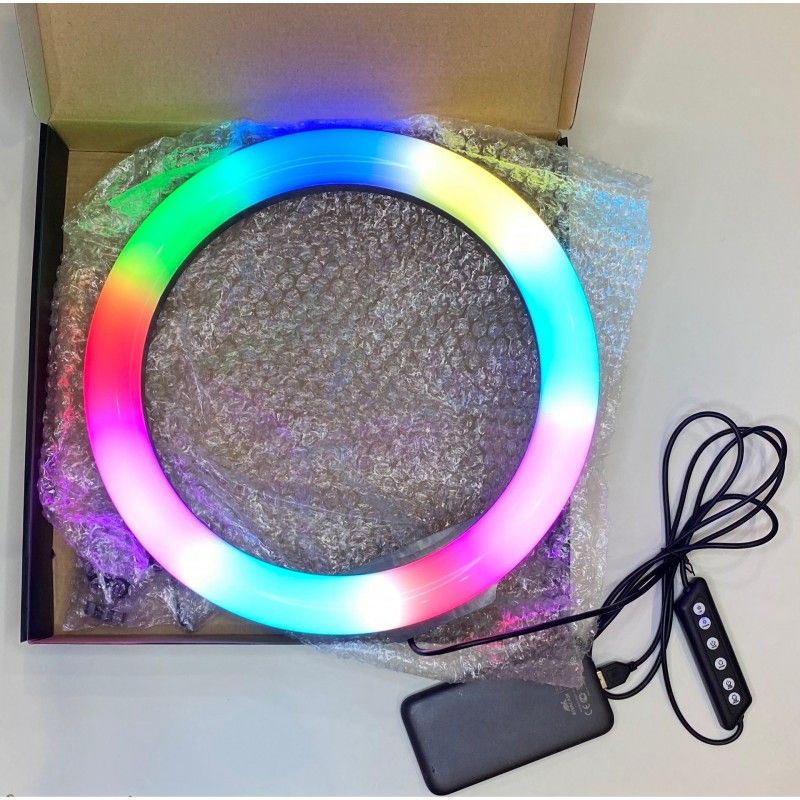 Кольцевая светодиодная лампа MJ33 RGB LED 33 см с держателем под мобильный телефон, смартфон, поворотная на 360 градусов USB
