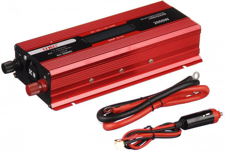 Преобразователь UKC авто инвертор 12V 220V AC/DC KC-2000D 2000W с LCD дисплеем