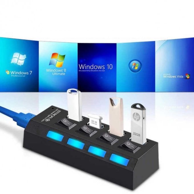 USB Хаб на 4 порта с выключателями, Разветвитель на 4 порта, USB Hub
