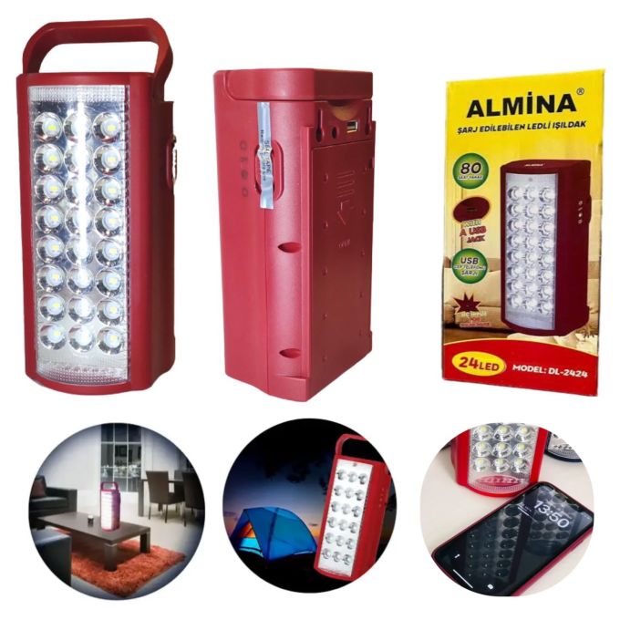 Фонарь переносной кемпинговый светодиодный аккумуляторный ALFARID (Almina) DL-2424 24 LED с функцией Power Bank, аварийное освещение