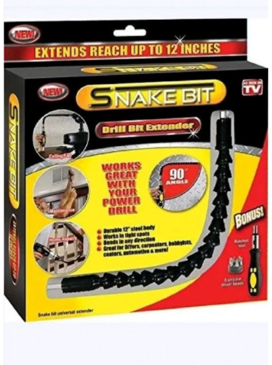 Отвертка Snake Bit с гибкой удлиняющей битой 30 см из 6 насадок