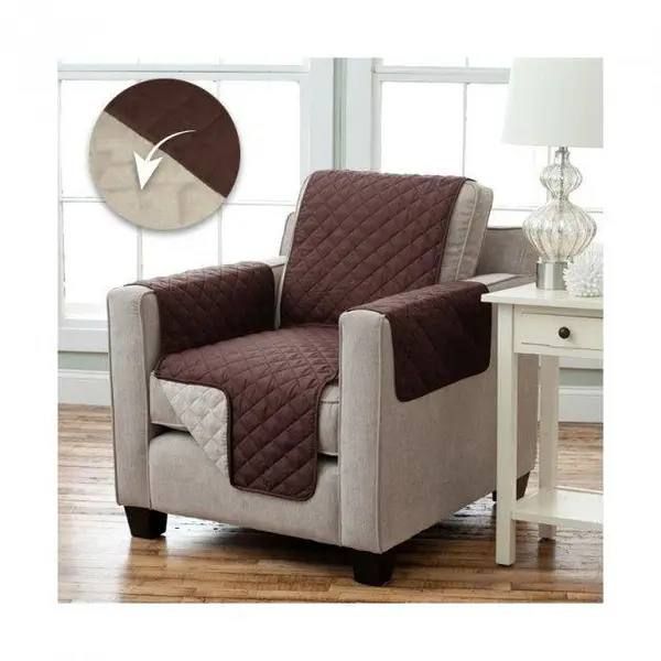 Накидка на кресло универсальная двухсторонняя стеганая Couch Coat, защитное покрывало водонепроницаемое, водоотталкивающая, защитит от шерсти, воды и грязи,  для спинки и сиденья, и для обоих подлокотников кресла