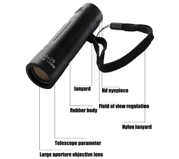 Монокуляр TELESCOPE 10*25 101м/1000м, антибликовая линза, ударопрочный