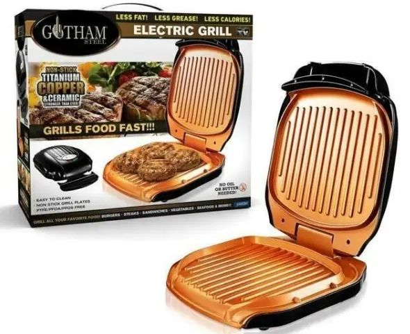 Электрический контактный гриль бутербродница прижимной Gotham Steel Electric Grill 1200 Вт с антипригарным покрытием
