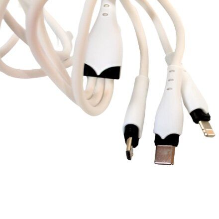 Зарядное устройство блок питания 20W USB-С Power Adapter + тройной универсальный кабель 3в1 USB-C to TC/Mi/iP Cable, Lightning,Type-C, Micro usb