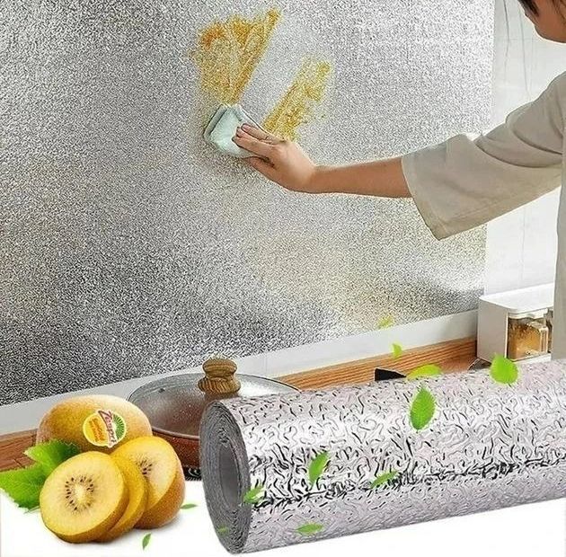 Самоклеющаяся Кухонная фольга 3 м х 60см, Алюминиевая фольга для кухонных поверхностей