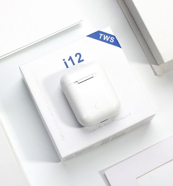 Стерео гарнитура TWS i12 inPods Sensor Bluetooth 5.0, Компактные Портативные Универсальные Беспроводные сенсорные блютуз наушники с боксом для зарядки,  Встроенный микрофон, Совместимость с Android, iOS