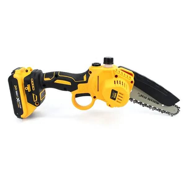 Аккумуляторная цепная мини пила DeWalt DCM160N 24V 4AH шина 20 см на 2 аккумулятора 8" дюймов с автоматической смазкой цепи в кейсе, Веткорез деволт