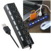 USB хаб на 7 портов с выключателями, USB HUB, разветвитель с кнопками черный