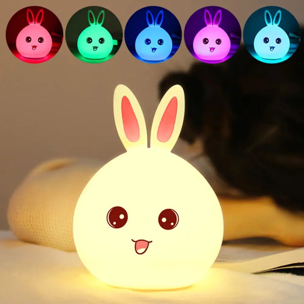 Детский ночник светильник Зайчик Rabbit Silicone Lamp LY-271 силиконовый, аккумуляторный, лампа зайчик кролик Soft Touch