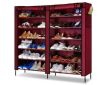 Тканевый складной шкаф для обуви на 2 секции Shoe Cabinet YQF-2266 на 12 полок, двойной шкаф органайзер для хранения обуви
