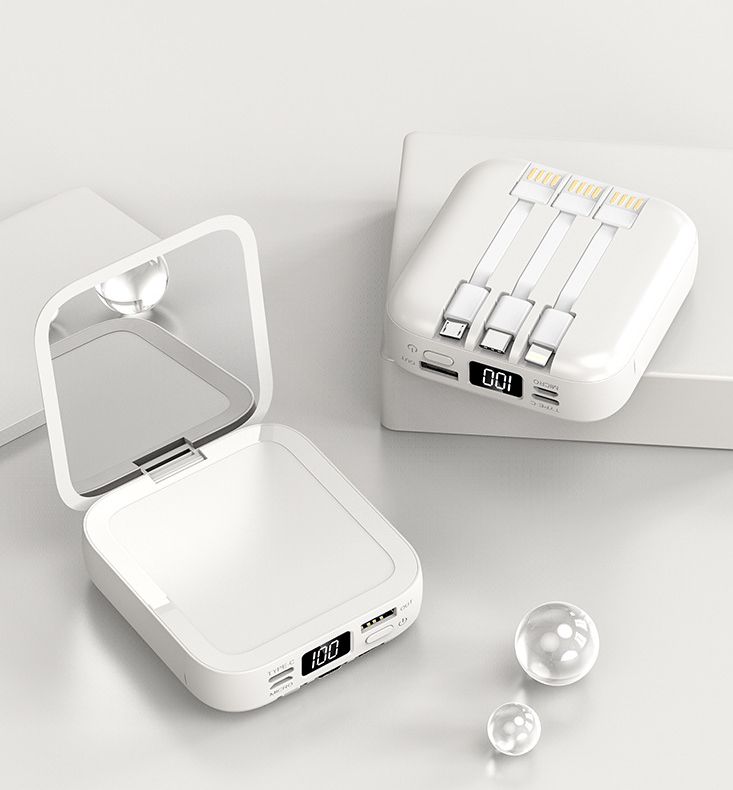 Компактный мини павербанк Powerbank Viaking N3 50000 mAh  универсальное зарядное устройство с косметическим зеркальцем для макияжа,зарядка для телефона,внешний аккумулятор с дисплеем,портативная батарея