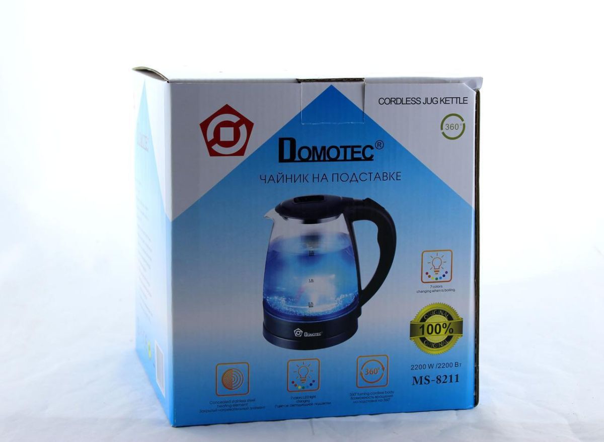 Электрический чайник Domotec MS 8211 синий с LED подсветкой