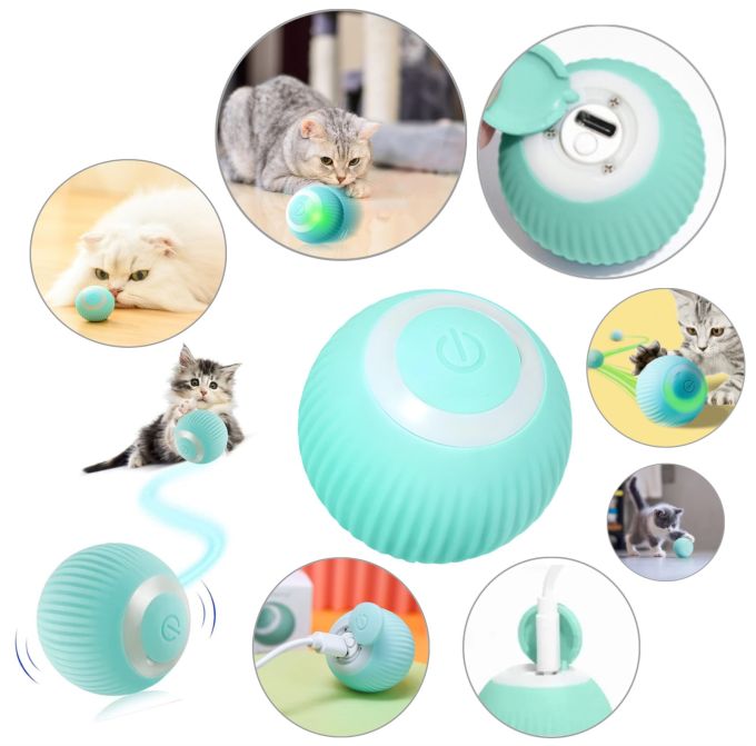 Интерактивная Игрушка для кошки USB smart мяч-шарик PetGravity, умный крутящийся мячик с Led – подсветкой, шарик убегающий с хаотичным движением, развлекательная игрушка для пушистиков