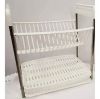 Сушилка для посуды Multifunctional dish rack, многофункциональная прочная надежная складная подставка для посуды, стойка для кухни, Двухъярусная Кухонная сушка, Настольная Посудосушка, съемный поднос, для хранения столовых приборов,тарелок,чашек