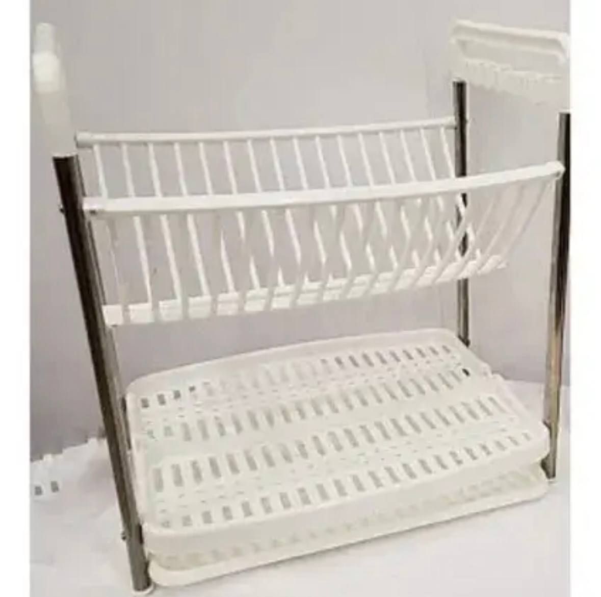 Сушилка для посуды Multifunctional dish rack, многофункциональная прочная надежная складная подставка для посуды, стойка для кухни, Двухъярусная Кухонная сушка, Настольная Посудосушка, съемный поднос, для хранения столовых приборов,тарелок,чашек