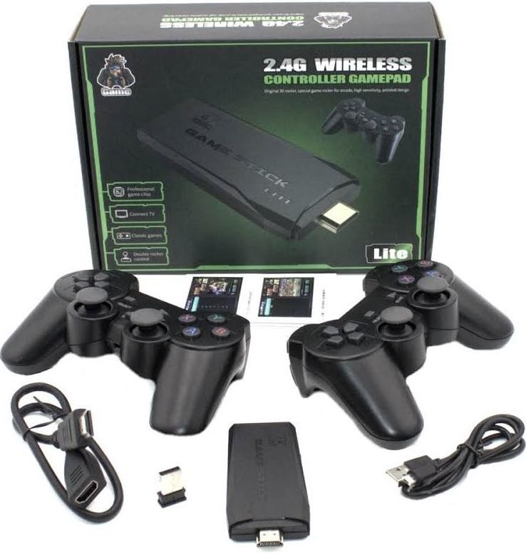 Игровая приставка Game Stick Lite M8 64G Data Frog 4K HDMI два беспроводных джойстика, Игровая консоль 10000 игр