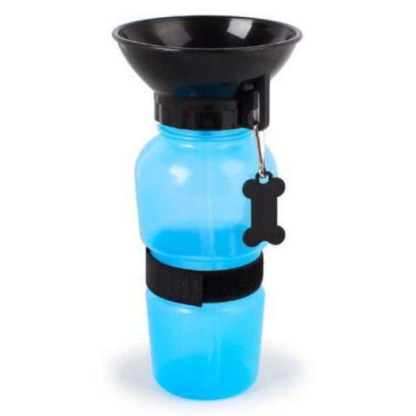 Пляшка напувалка для тварин Pet Bottle 500 мл з тарілкою, напувалка для собак