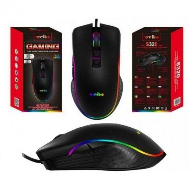 Игровая мышь с подсветкой Weibo S320 USB 7 кнопок 3200 DPI
