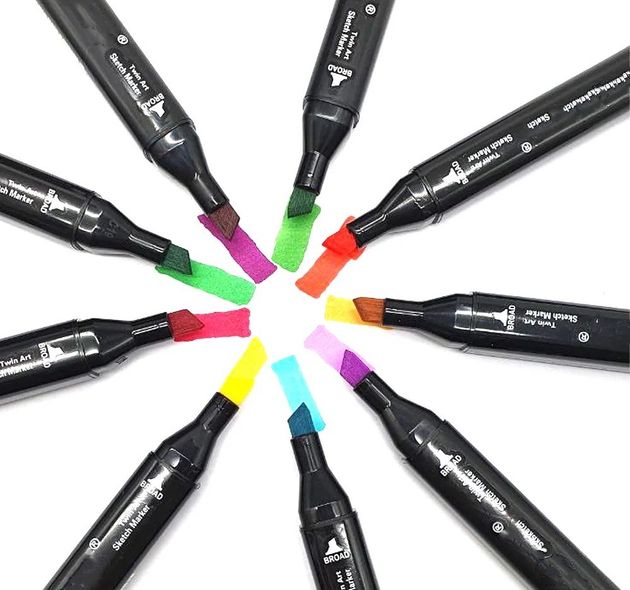 Большой Портативный Набор двусторонних маркеров, Sketch Marker, 204 цвета в сумке-чехле, Художественные маркеры для рисования и скетчинга на бумаге, Универсальные фломастеры разноцветные, Подарок художнику
