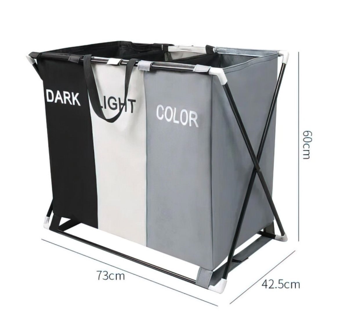 Корзина для белья складная 120л с 3 отсеками Laundry Basket, Корзина-органайзер для сортировки грязного белья