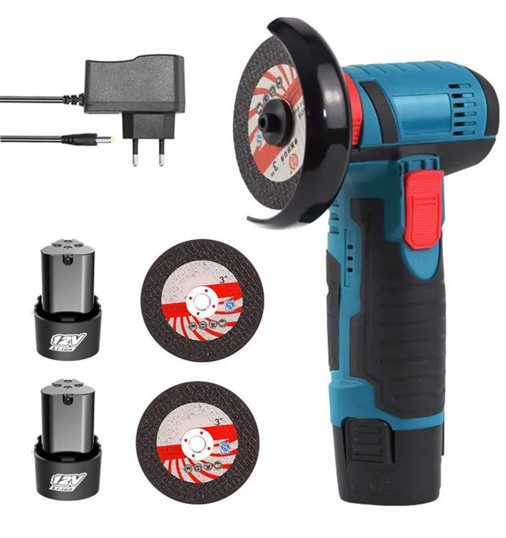 Аккумуляторная мини болгарка Meterk W-153-7 (12V 1.5A) на 2 аккумулятора 500W, Угловая шлифовальная машина в кейсе