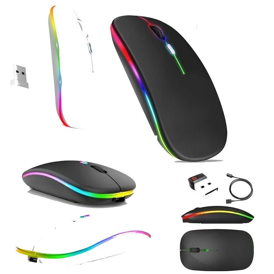 Беспроводная мышка BauTech Со тонкая с разноцветной RGB подсветкой Bluetooth